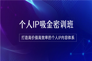 《个人IP吸金密训班》打造高价值高效率的个人IP内容体系（价值12800元）