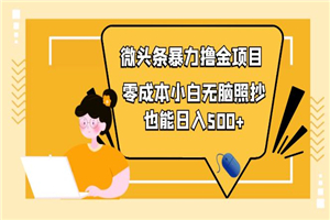 人人都能操作的微头条最新暴力撸金项目，零成本小白无脑搬运也能日入500+
