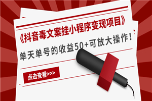 第四期大咖孵化营：抖音挂小程序项目正能量玩法，可以放大做！