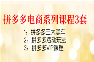 拼多多电商系列课程3套：拼多多3天快速上10分+拼多多活动玩法+拼多多高端课程