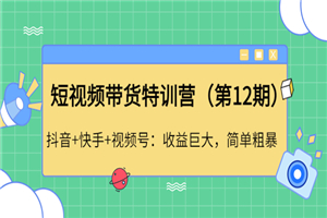 短视频带货特训营（第12期）抖音+快手+视频号