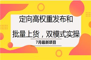 7月项目(2)定向高权重发布和批量上货,双模式实操