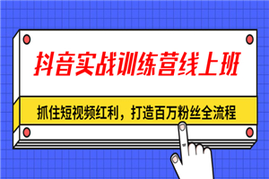 抖音实战训练营线上班,抓住短视频红利,打造百万粉丝全流程