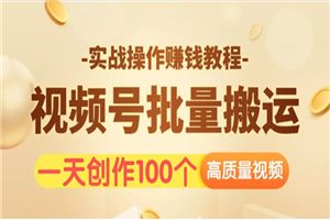 视频号批量运营实战操作赚钱教程，让你一天创作100个高质量视频