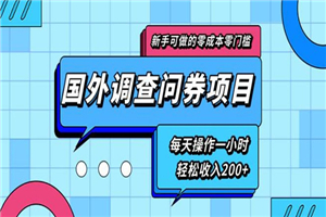 新手0成本0门槛可操作的国外调查问券项目，每天一小时轻松收入200+