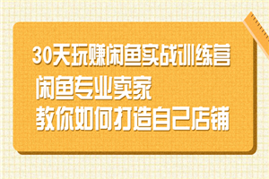 闲鱼无货源30天打造专业店铺，专业卖家教你
