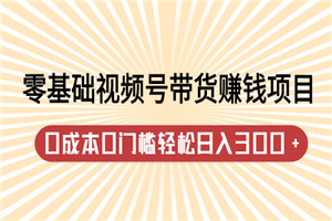 零基础视频号带货赚钱项目，0成本0门槛轻松日入300+