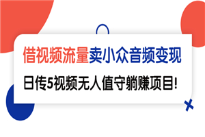 借视频流量，卖小众音频变现，日传5视频无人值守躺赚项目
